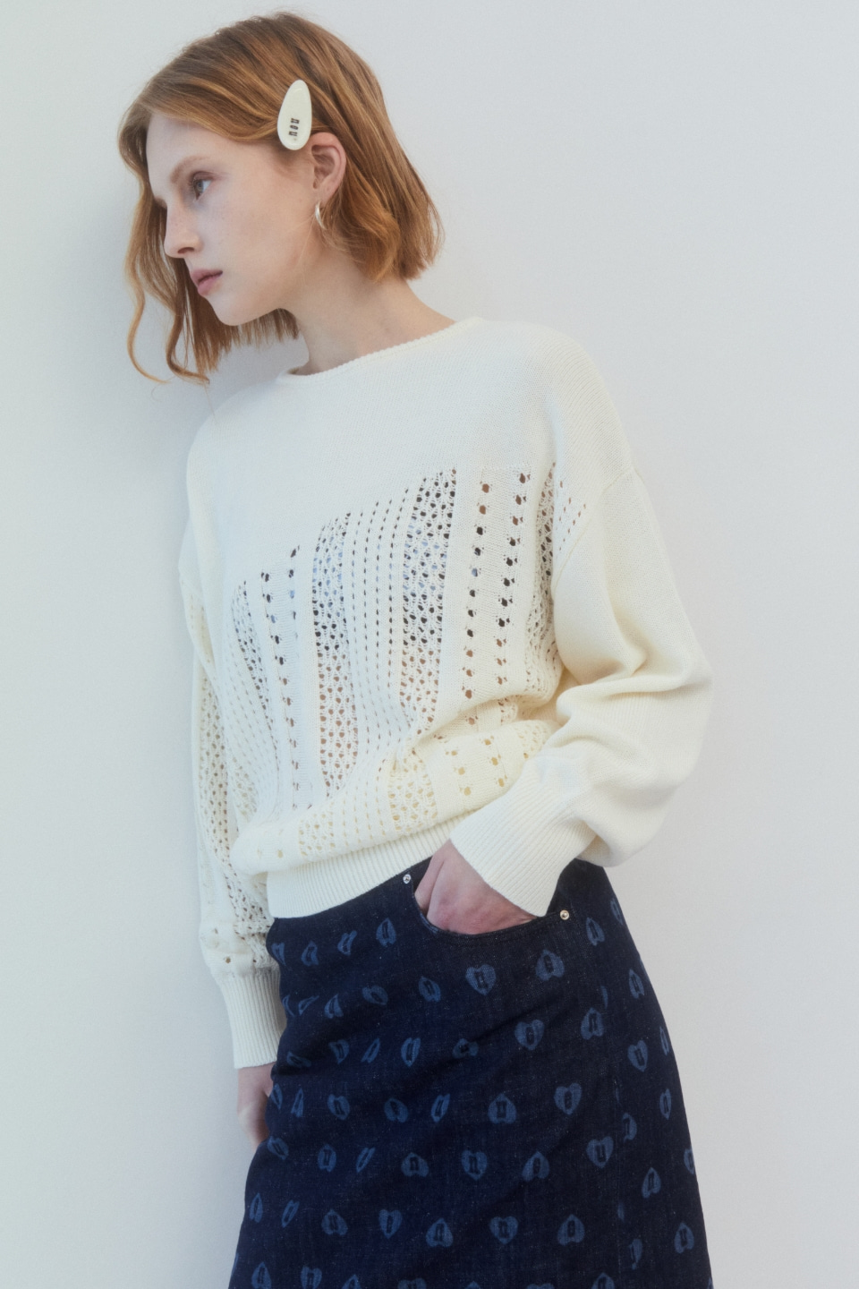 relaxed fit sweater - ivory